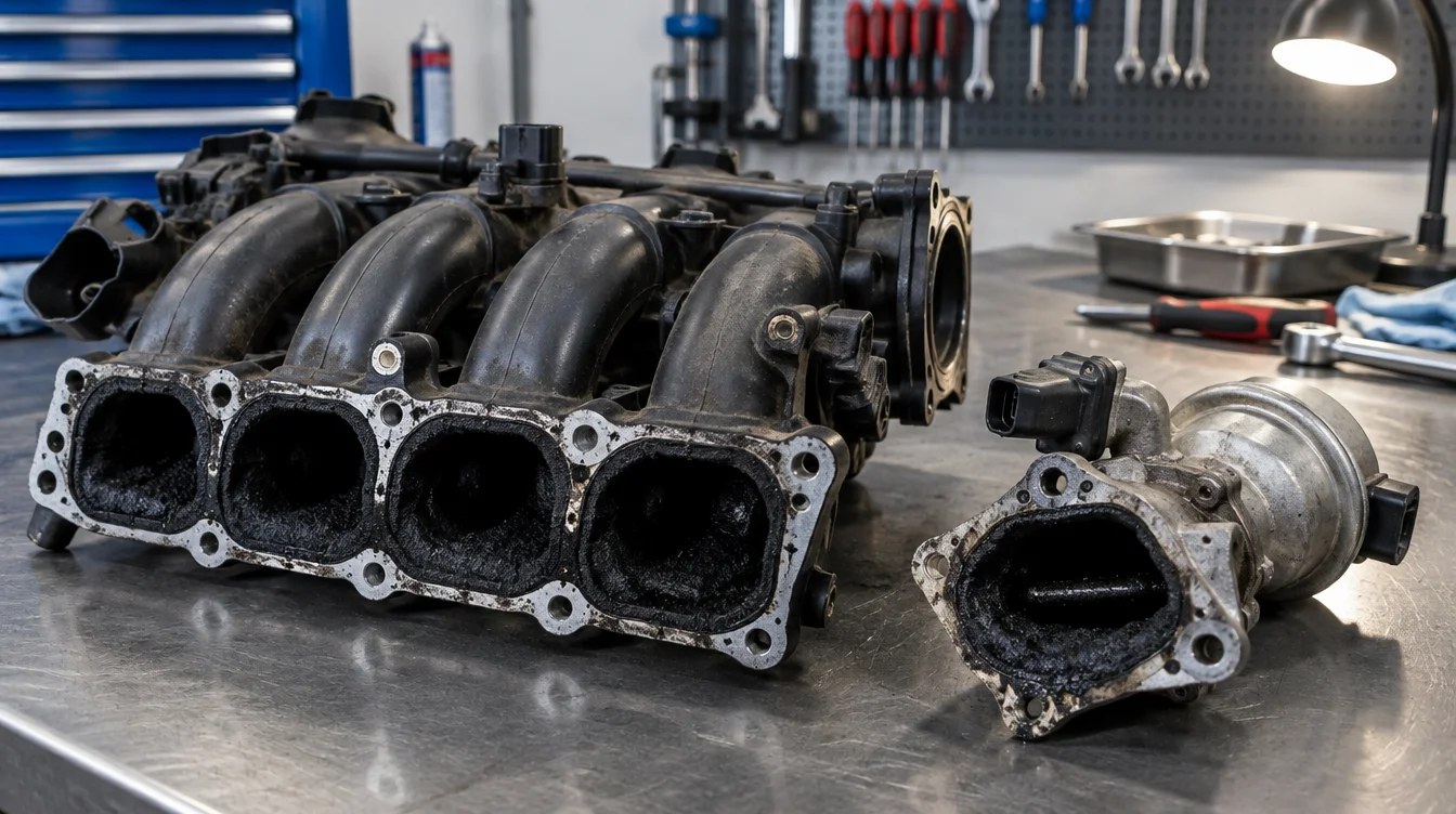 Bloc moteur diesel automobile vu de près avec ses injecteurs et son turbo